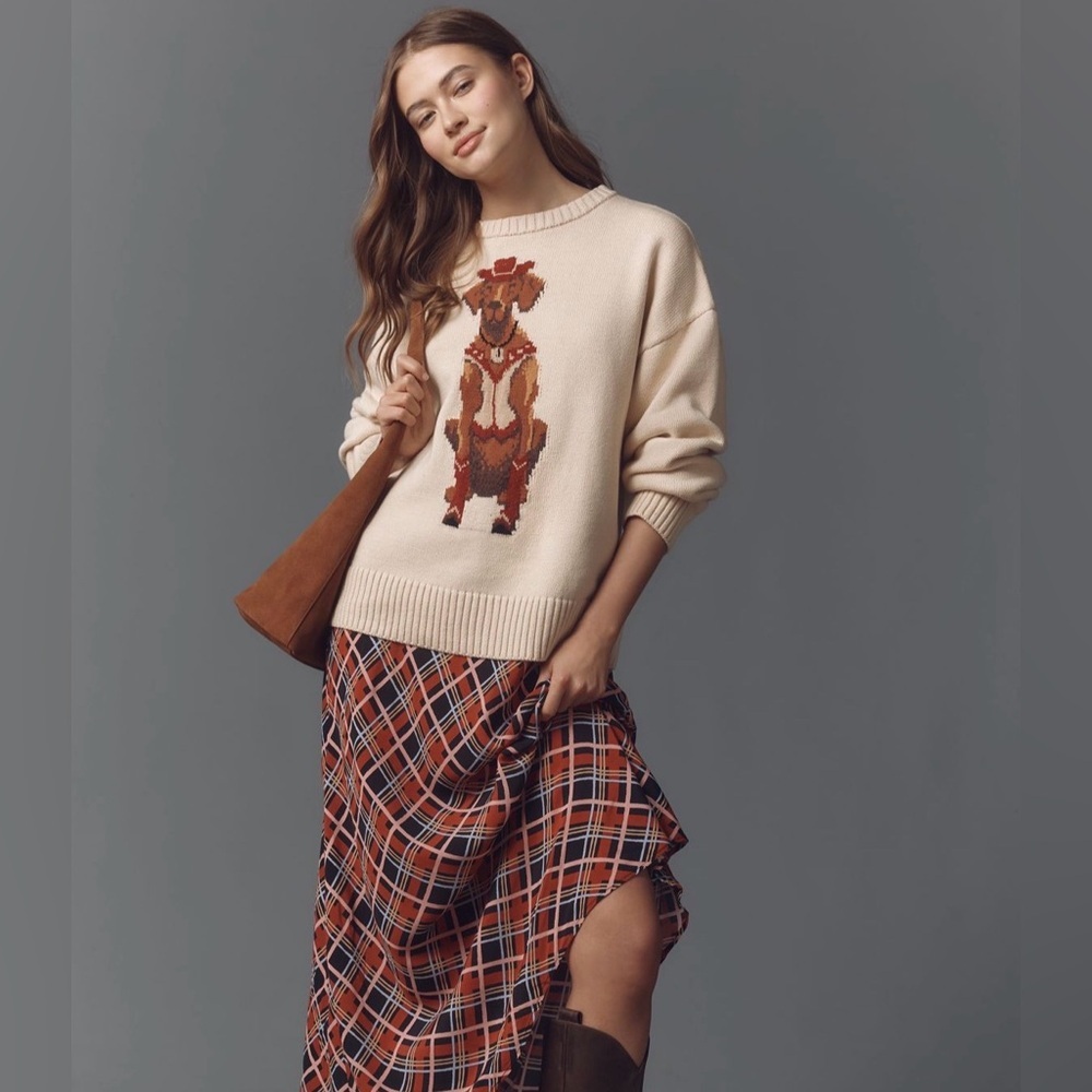 Anthropologie Porridge Western Jolene Dog Cowboy Pullover Sweater Size XS NWT - Picture 7 of 7
